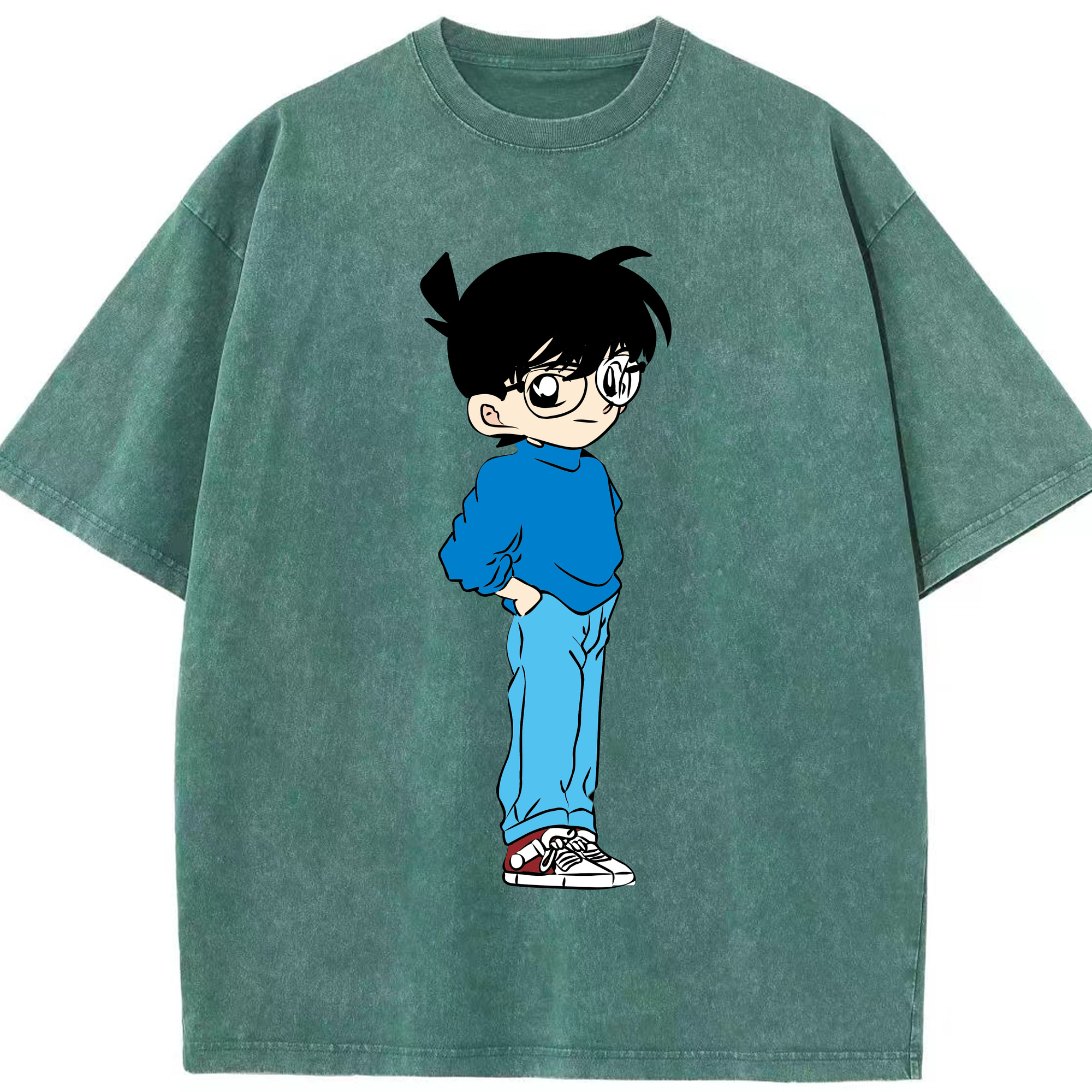 （画像用） 名探偵コナン 江戸川 コナン Detective Conan Conan Edogawa 綿100% ヴィンテージ風 半袖Tシャツ（フロントプリント）